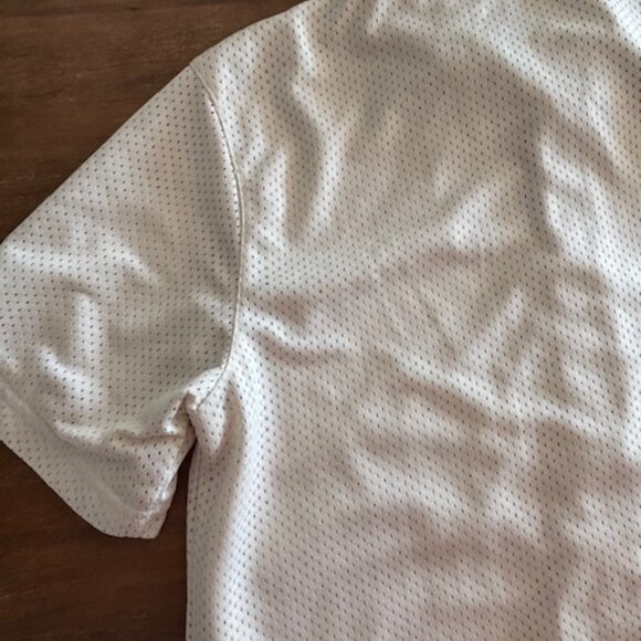 Adidas Tyshawn Button Up TJ Shirt Mesh Jersey Mens Medium Cream Short Sleeve - Picture 7 of 10
